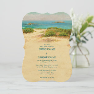 Invitation Mariage de plage à l'aquarelle sur la côte