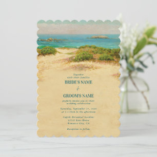 Invitation Mariage de plage à l'aquarelle sur la côte