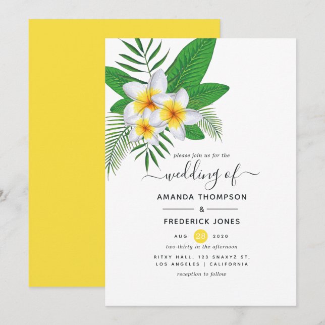 Invitation Mariage de plage Aloha à l'aquarelle (Devant / Derrière)