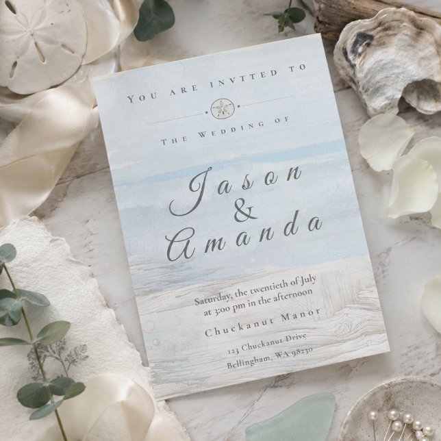 Invitation Mariage de plage aux aquarelles douces (Créateur téléchargé)