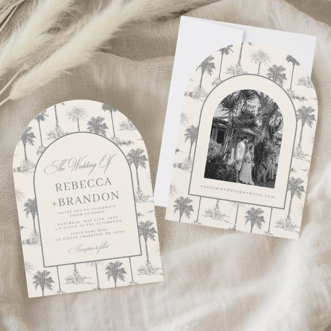 Invitation Mariage de plage avec arche en forme de palmier vi (Créateur téléchargé)