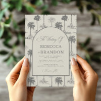 Mariage de plage avec palmier vintage Toile de Jou