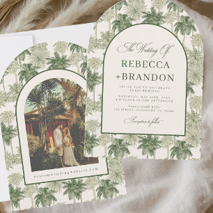 Invitation Mariage de plage avec palmier vintage Toile De Jou