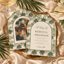 Mariage de plage avec palmier vintage Toile De Jou