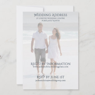 Invitation Mariage de plage avec typographie serif photo mode