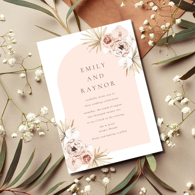 Invitation Mariage de plage bohème en or rose (Créateur téléchargé)