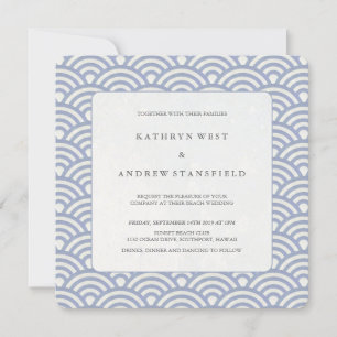 Invitation Mariage de plage Chic doux violet Seigaiha Waves
