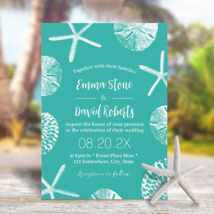 Invitation Mariage de plage Coquillages tropicaux Moderne Tur