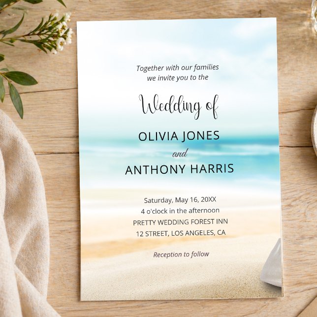 Invitation Mariage de plage côtier élégant (Créateur téléchargé)