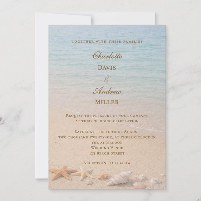 Invitation Mariage de plage côtière (Devant)