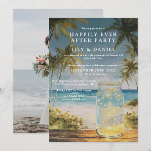 Invitation Mariage de plage dans un pot Mason pour la récepti