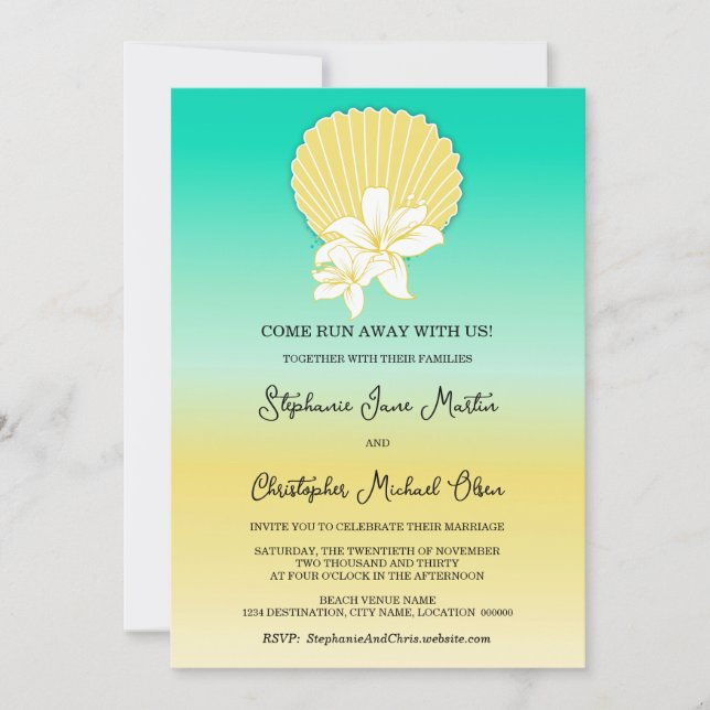 Invitation Mariage de plage de destination (Devant)