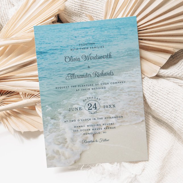 Invitation Mariage de plage de destination de l'océan tropica (Créateur téléchargé)