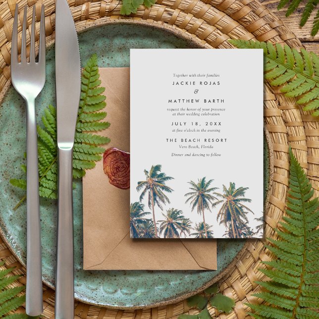 Invitation Mariage de plage de palmiers tropicaux (Créateur téléchargé)
