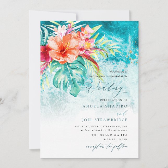Invitation Mariage de plage de PixDezines Tropical Paradise (Devant)