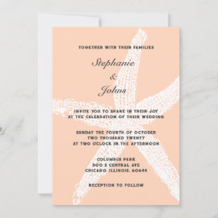 Invitation Mariage de plage de poisson Starfish Peach Fuzz Tr