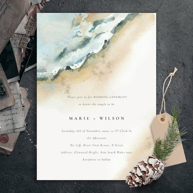 Invitation Mariage de plage de sable des vagues de la mer côt (Créateur téléchargé)