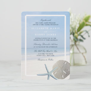 Invitation Mariage de plage de sable Dollar et Starfish
