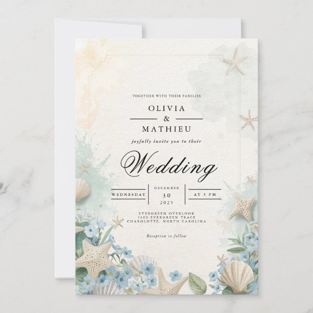 Invitation Mariage de plage de Starfish (Devant)