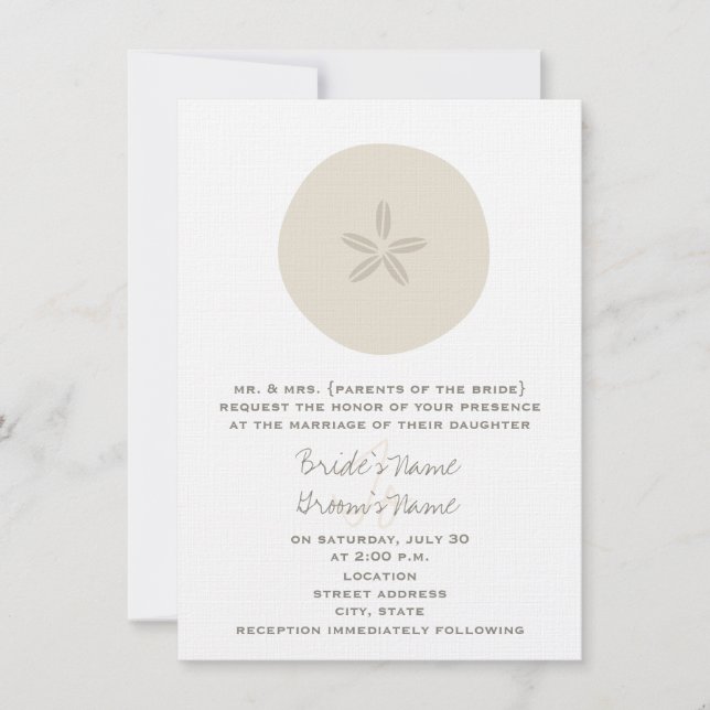 Invitation Mariage de plage - Dollar de sable (Devant)