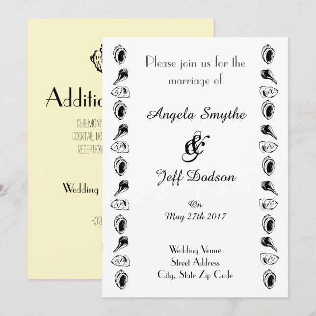 Invitation Mariage de plage élégant (Devant / Derrière)
