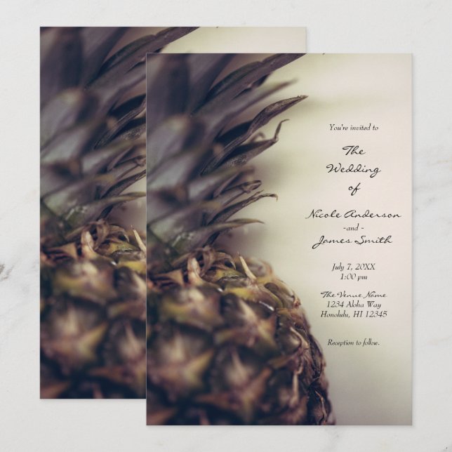Invitation Mariage de plage élégant à l'ananas tropical (Devant / Derrière)