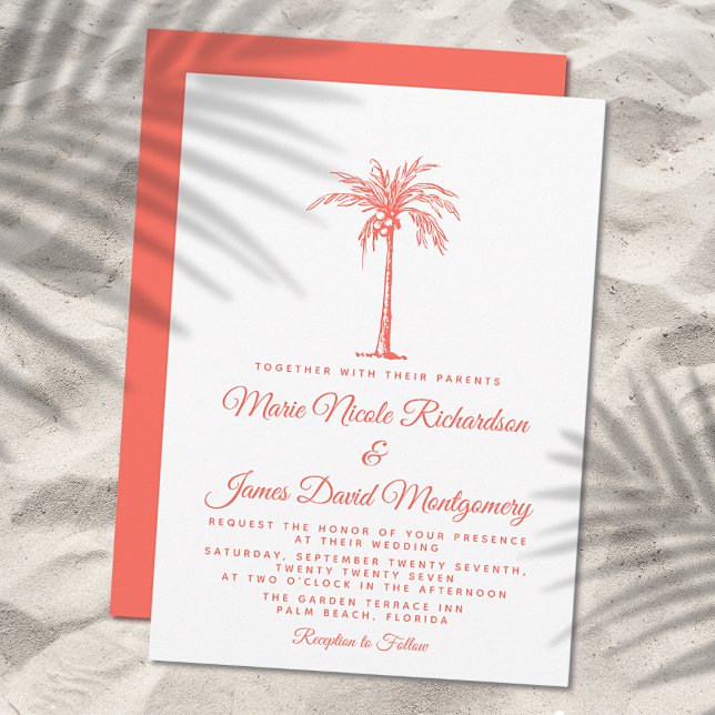 Invitation Mariage de plage élégant et formel sous un palmier (Créateur téléchargé)