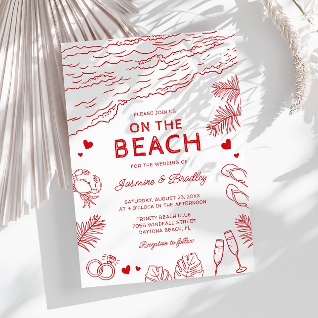 Invitation Mariage de plage fantaisiste doodle (Créateur téléchargé)