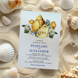 Invitation Mariage de plage floral coquillage magique