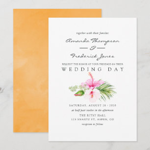 Invitation Mariage de plage floral tropical aquarelle