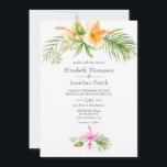 Invitation Mariage de plage florale tropicale à l'aquarelle<br><div class="desc">Invitation de mariage de plage à l'aquarelle avec hibiscus orange conçue pour être rapidement et facilement personnalisée selon les spécificités de votre événement.</div>