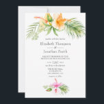 Invitation Mariage de plage florale tropicale à l'aquarelle<br><div class="desc">Invitation de mariage de plage à l'aquarelle avec hibiscus orange conçue pour être rapidement et facilement personnalisée selon les spécificités de votre événement.</div>