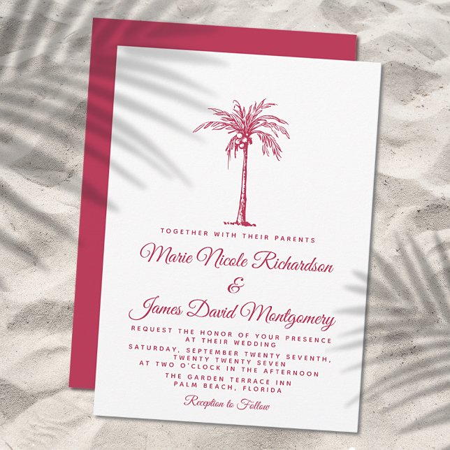 Invitation Mariage de plage formel élégant avec palmier magen (Créateur téléchargé)