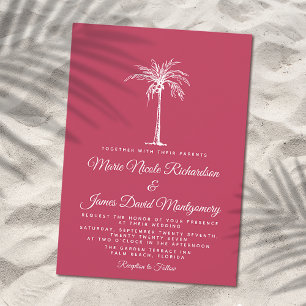 Invitation Mariage de plage formel élégant en magenta