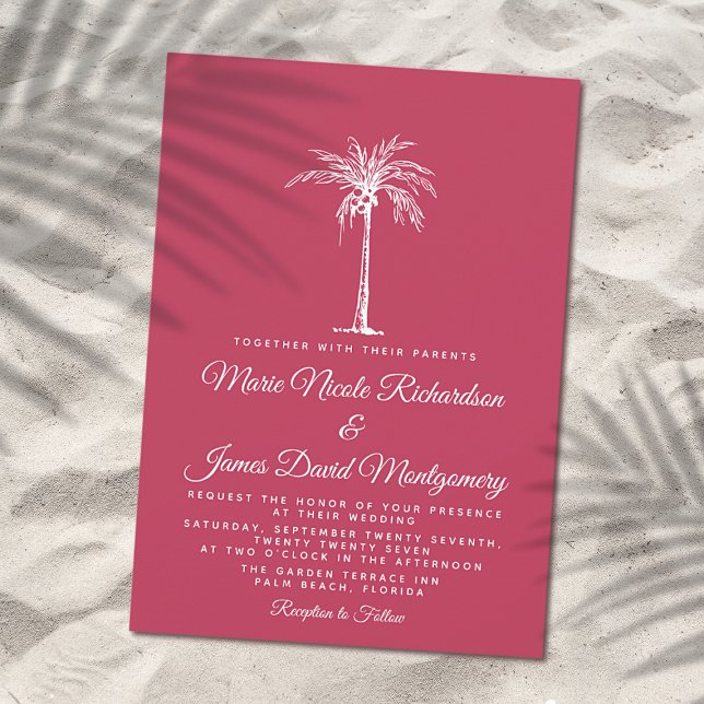 Invitation Mariage de plage formel élégant en magenta (Créateur téléchargé)