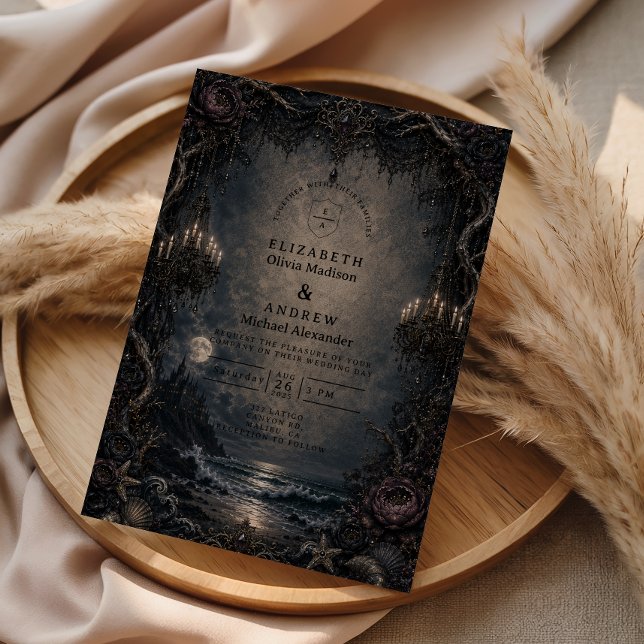 Invitation Mariage de plage gothique romantique sombre (Créateur téléchargé)