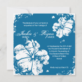 Invitation Mariage de plage Hibiscus Blue Denim