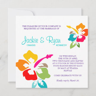 Invitation Mariage de plage Hibiscus Fleur colorée