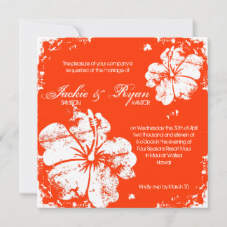 Invitation Mariage de plage Hibiscus Orange