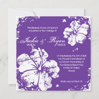 Invitation Mariage de plage Hibiscus violet