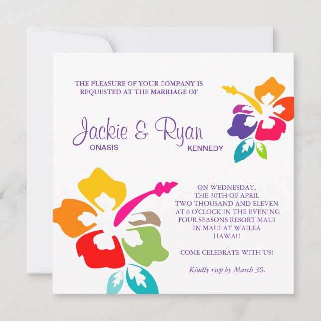 Invitation Mariage de plage Luau Hibiscus Flower Bright (Devant)
