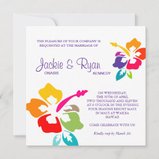 Invitation Mariage de plage Luau Hibiscus Flower Bright