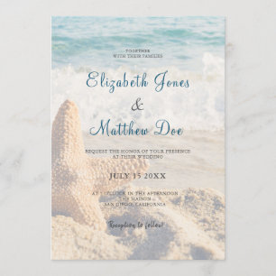 Invitation Mariage de plage - Mariage balnéaire - Plage roman