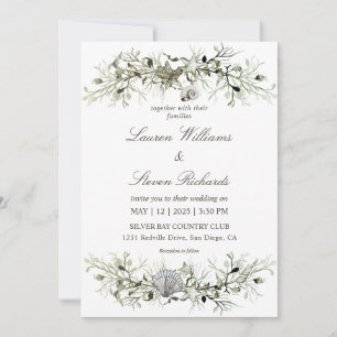 Invitation Mariage de plage marine marine marine blanche blan