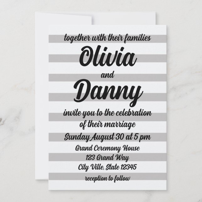 Invitation Mariage de plage mignon avec des rayures de bonbon (Devant)