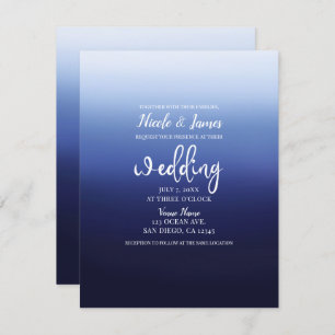 Invitation Mariage de plage minimal moderne au bleu de l'océa