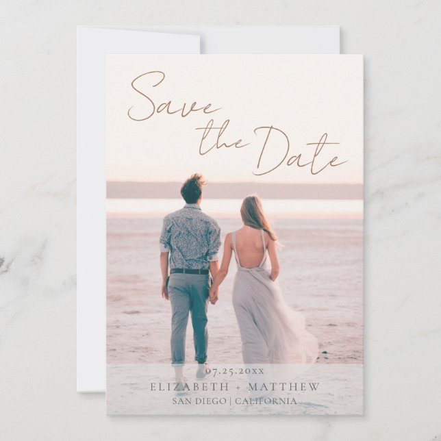 Invitation Mariage de plage moderne - Économisez la date (Devant)