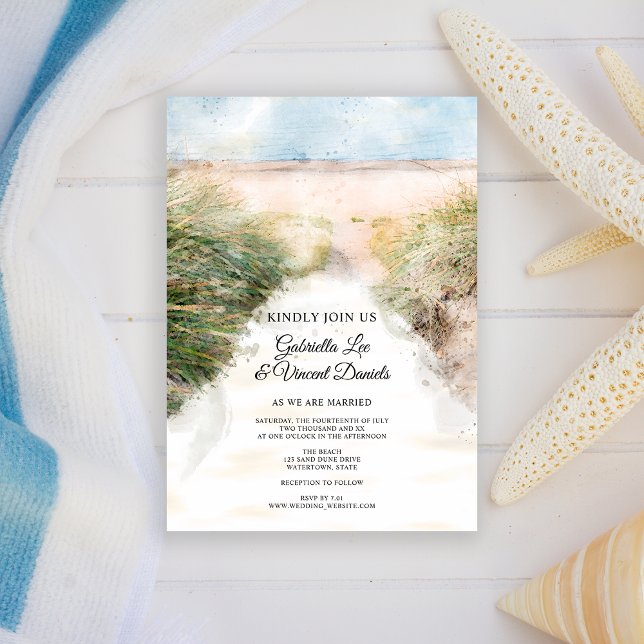 Invitation Mariage de plage naturelle (Invite guests to your destination marriage ceremony with the Natural Beach Wedding Invitation.)