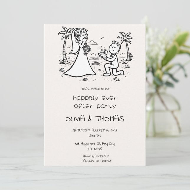 Invitation Mariage de plage pour toujours heureux (Debout devant)