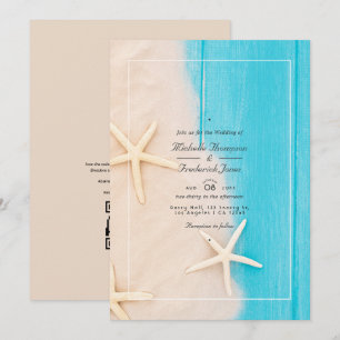 Invitation Mariage de plage rustique en été, QR Code RSVP